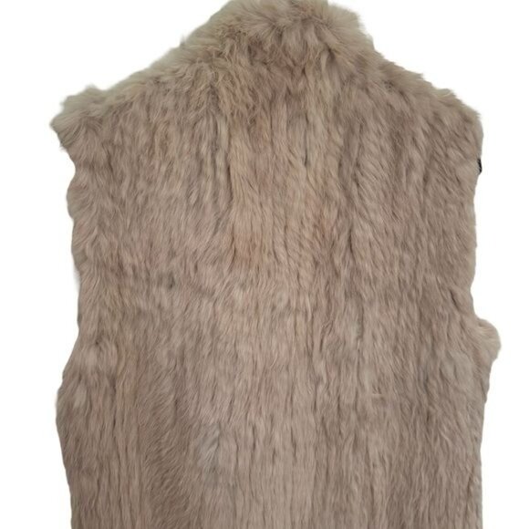 NEW Love Token Genuine Rabbit Fur Color Latte Winter Holiday Cozy Vest Size L - Picture 7 of 12
